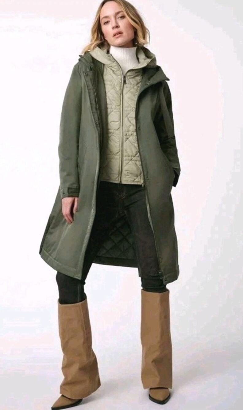 BERNARDO ~Woman Size S~ Green Modern Utility Raincoat NWT.